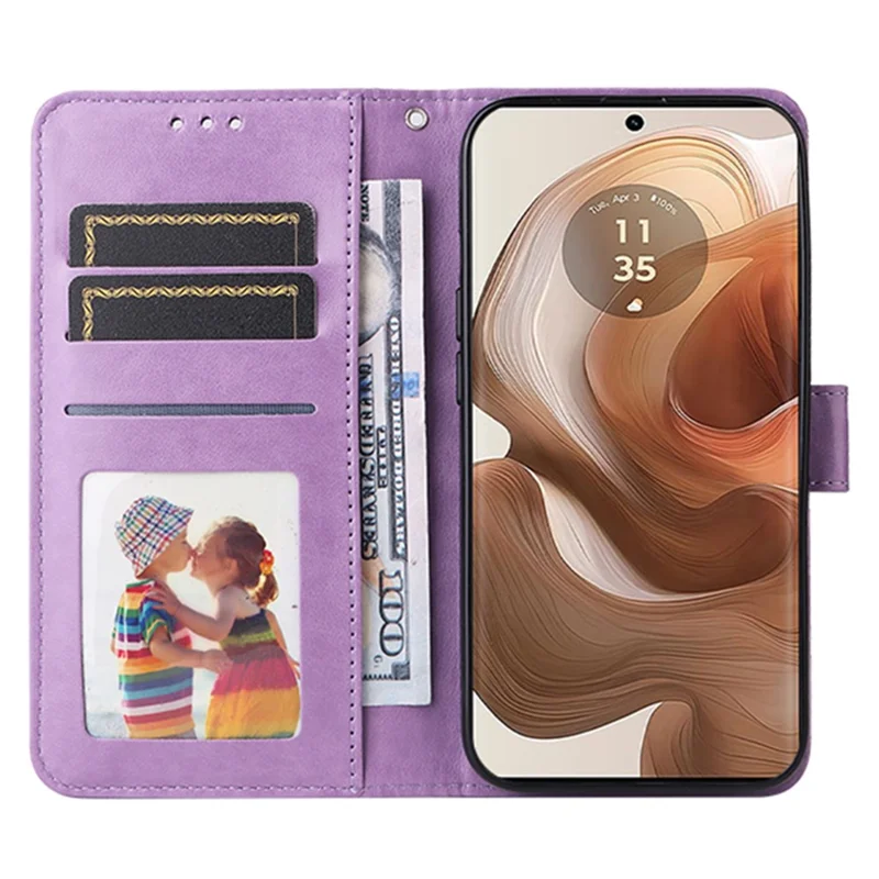 Wallet Case for Motorola Edge 50 Ultra 5G / Moto X50 Ultra 5G Leather Phone Cover Sunflower Imprint - Purple