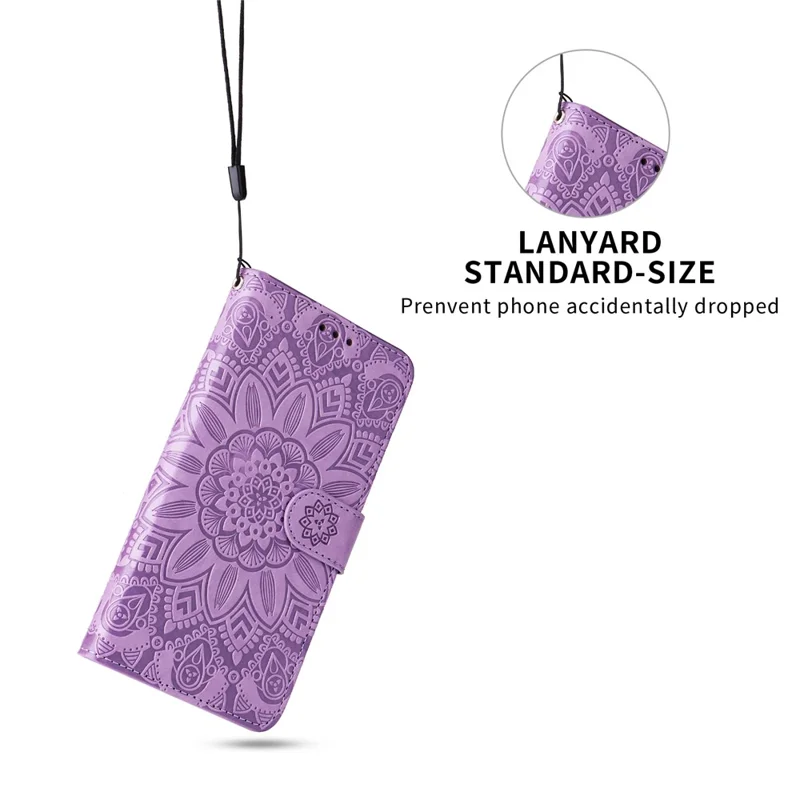 Wallet Case for Motorola Edge 50 Ultra 5G / Moto X50 Ultra 5G Leather Phone Cover Sunflower Imprint - Purple