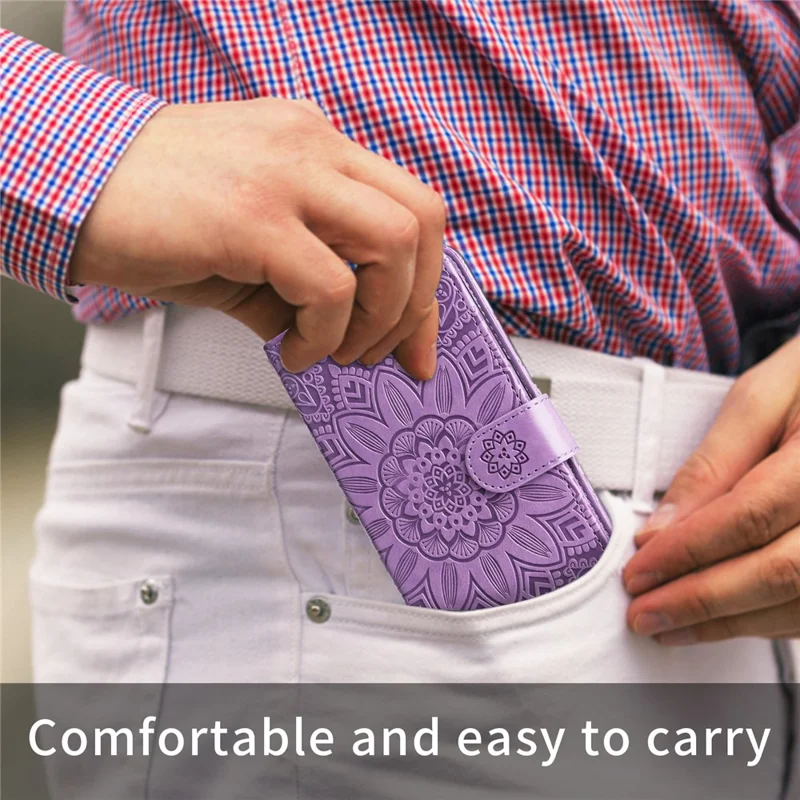 Wallet Case for Motorola Edge 50 Ultra 5G / Moto X50 Ultra 5G Leather Phone Cover Sunflower Imprint - Purple