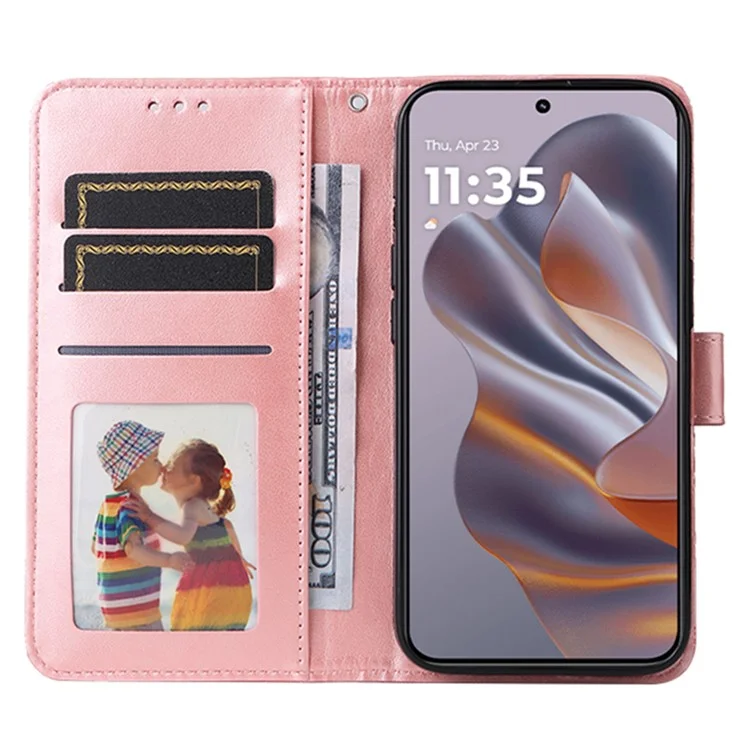Étui portefeuille pour Motorola Edge 50 Neo 5G / Moto S50 5G / ThinkPhone 25 5G Housse de téléphone en cuir avec motif tournesol - Rose