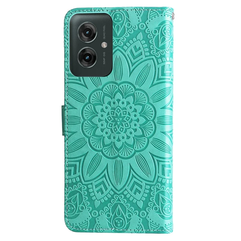 Voor Motorola Moto G55 5G hoesje met zonnebloemprint Lederen portemonnee telefoonhoes - Groen