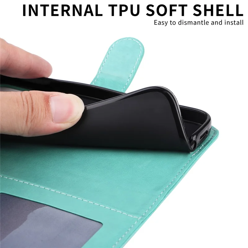 Voor Motorola Moto G55 5G hoesje met zonnebloemprint Lederen portemonnee telefoonhoes - Groen