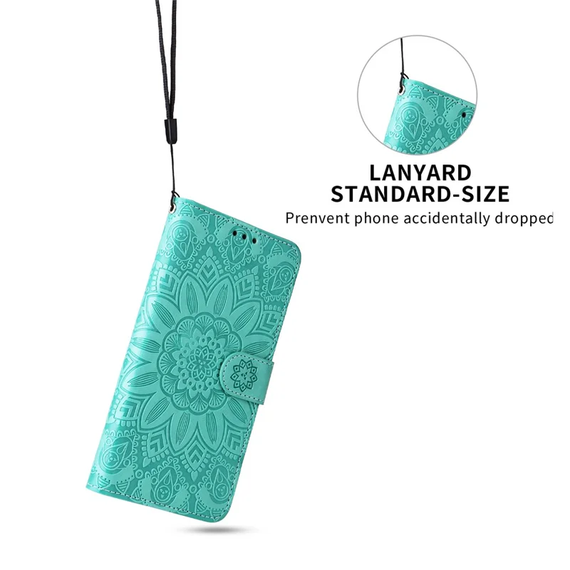 Voor Motorola Moto G55 5G hoesje met zonnebloemprint Lederen portemonnee telefoonhoes - Groen
