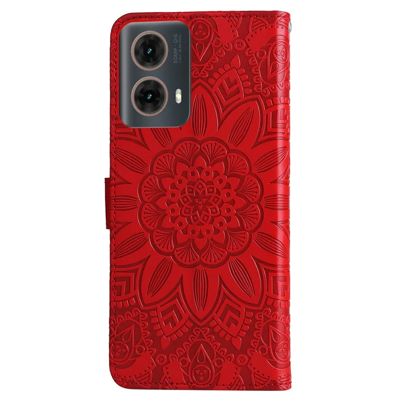For Motorola Moto G85 5G  /  S50 Neo 5G Case Sunflower Imprint Leather Wallet Phone Cover - Red