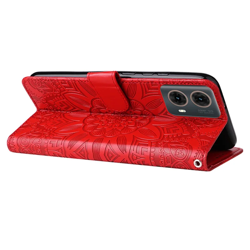 For Motorola Moto G85 5G  /  S50 Neo 5G Case Sunflower Imprint Leather Wallet Phone Cover - Red
