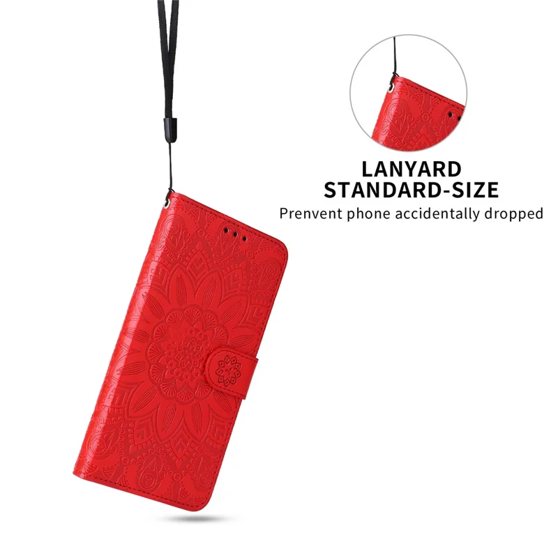 For Motorola Moto G85 5G  /  S50 Neo 5G Case Sunflower Imprint Leather Wallet Phone Cover - Red