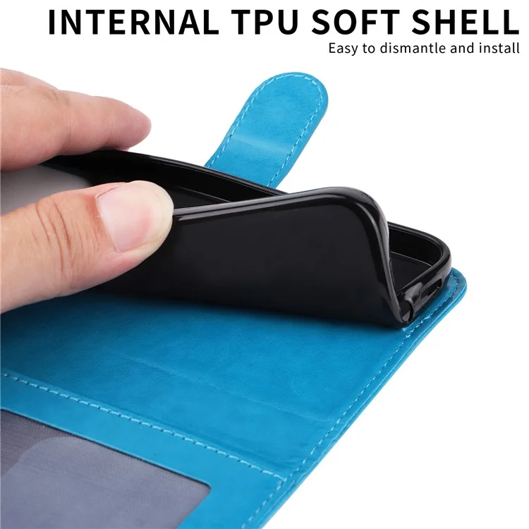Wallet Case for Motorola Moto G15 4G / G15 Power 4G Leather Phone Cover Sunflower Imprint - Blue