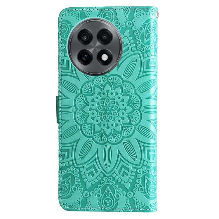 Étui Portefeuille pour OnePlus 13R 5G / Ace 5 5G / Ace 5 Pro 5G Housse de Téléphone en Cuir avec Motif Tournesol - Vert