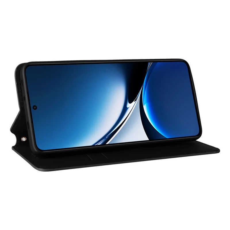 Para Xiaomi Poco X7 Pro 5G / Redmi Turbo 4 5G Capa Carteira Estampada em Couro com Padrão de Losango - Preto