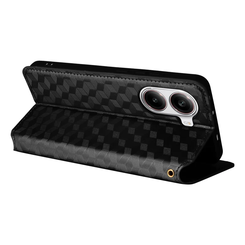 Para Xiaomi Poco X7 Pro 5G / Redmi Turbo 4 5G Capa Carteira Estampada em Couro com Padrão de Losango - Preto