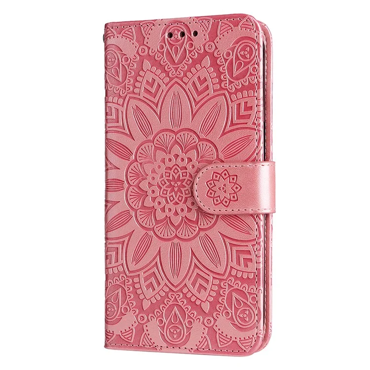 Capa para Realme 13+ 5G / 13 Pro 5G (China) com Impressão de Girassol, Carteira de Couro para Celular - Rosa