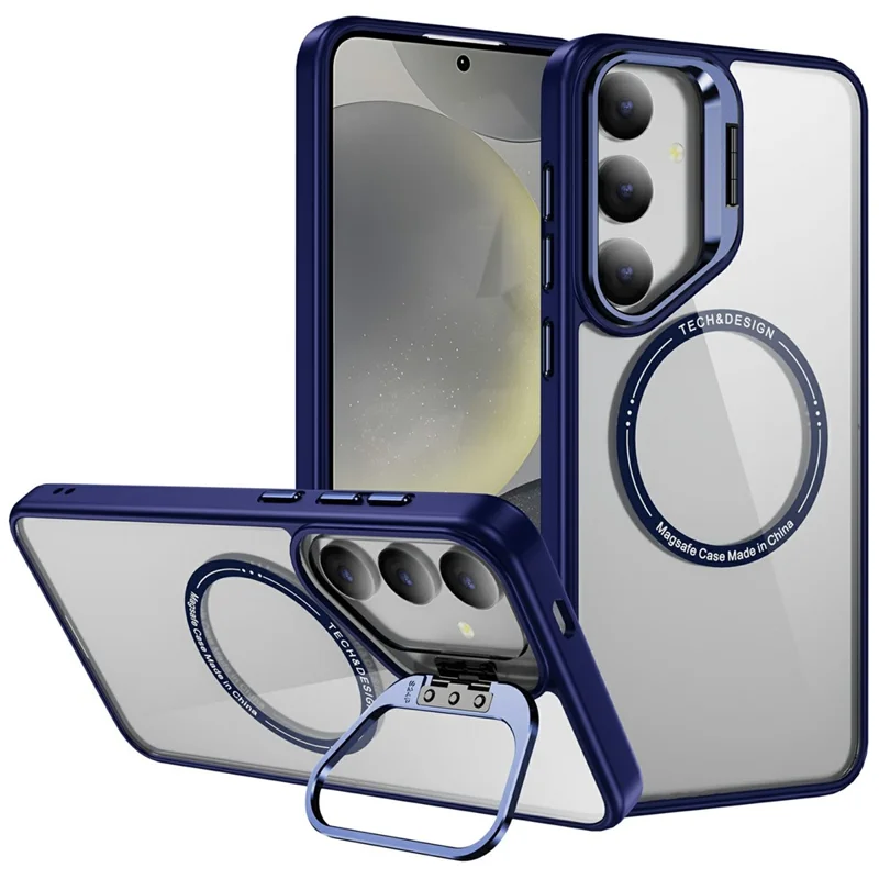 Til Samsung Galaxy S24+ Etui med støtte og gennemsigtig bagside, kompatibel med MagSafe - Safir