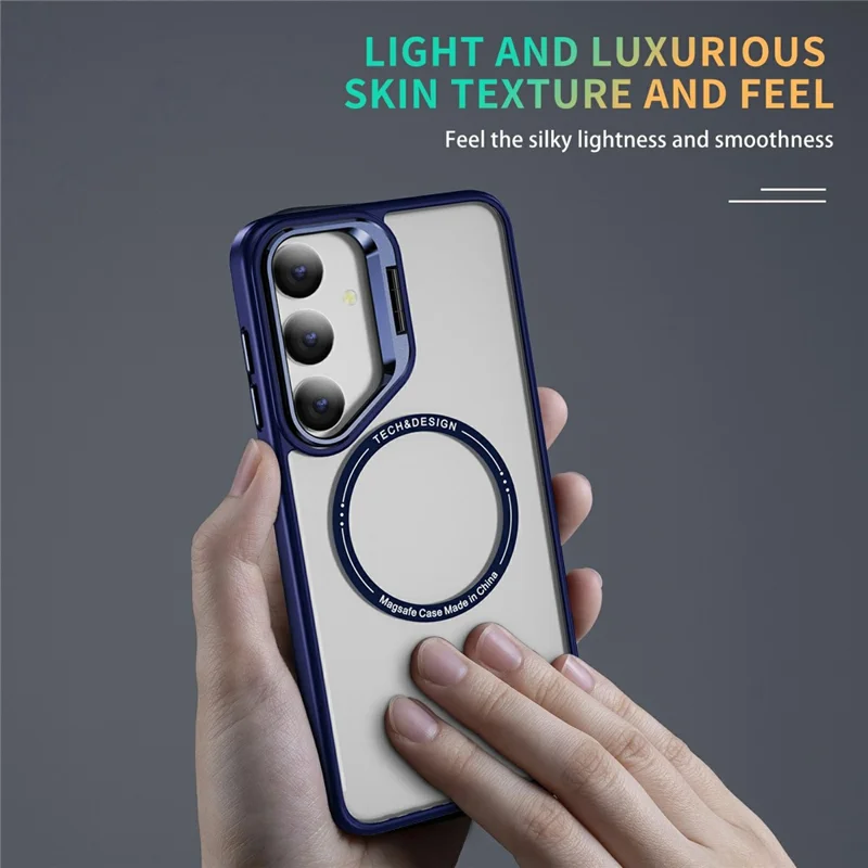 Til Samsung Galaxy S24+ Etui med støtte og gennemsigtig bagside, kompatibel med MagSafe - Safir