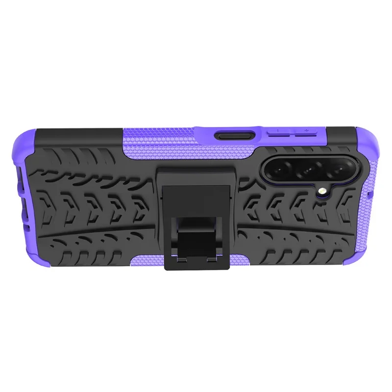For Samsung Galaxy A26 5G Case Tyre Pattern Design PC + TPU Phone Cover with Kickstand - Purple