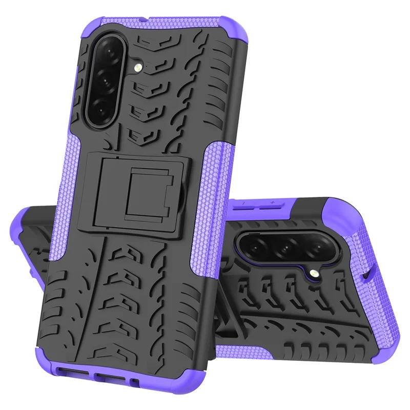 For Samsung Galaxy A26 5G Case Tyre Pattern Design PC + TPU Phone Cover with Kickstand - Purple
