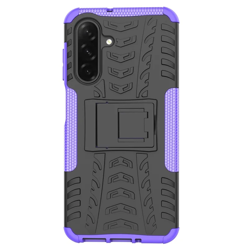 For Samsung Galaxy A26 5G Case Tyre Pattern Design PC + TPU Phone Cover with Kickstand - Purple