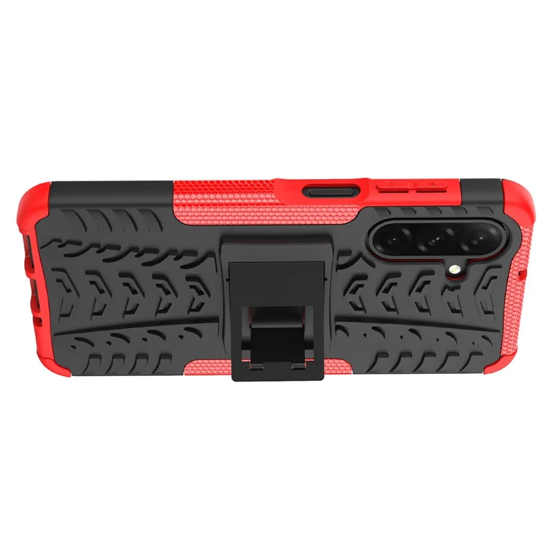 For Samsung Galaxy A26 5G Case Tyre Pattern Design PC + TPU Phone Cover with Kickstand - Red