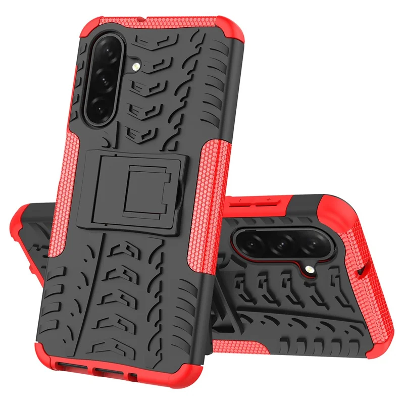 For Samsung Galaxy A26 5G Case Tyre Pattern Design PC + TPU Phone Cover with Kickstand - Red