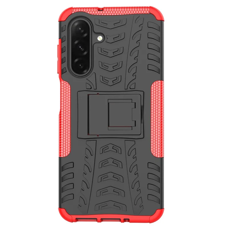For Samsung Galaxy A26 5G Case Tyre Pattern Design PC + TPU Phone Cover with Kickstand - Red