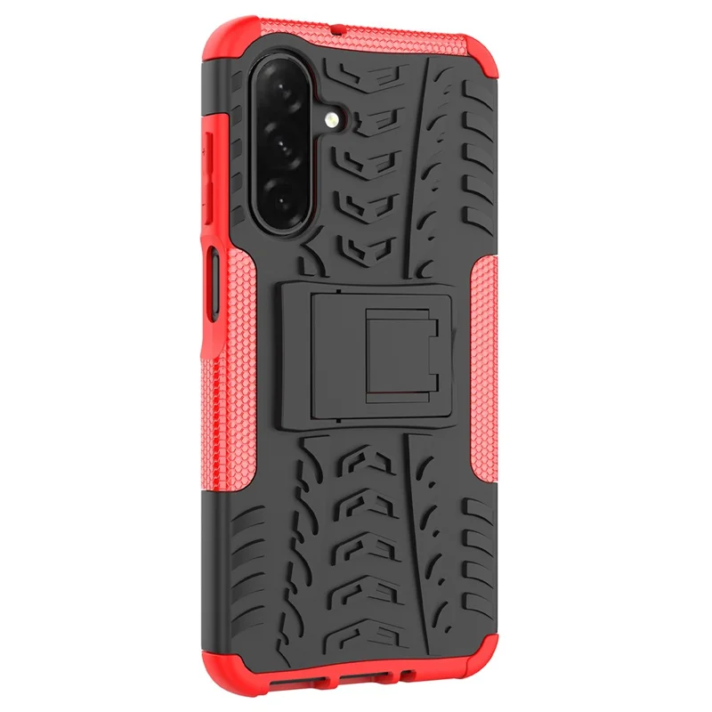 For Samsung Galaxy A26 5G Case Tyre Pattern Design PC + TPU Phone Cover with Kickstand - Red