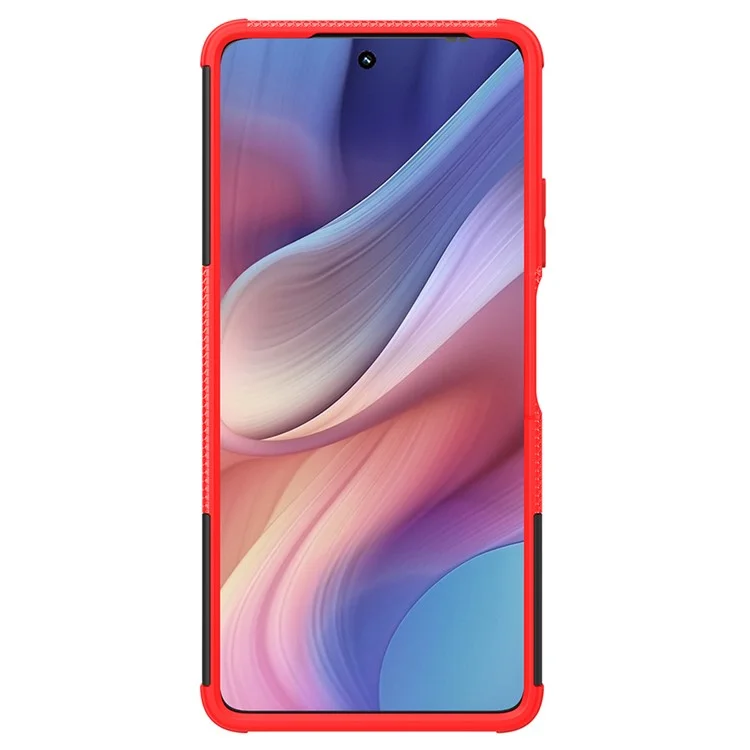 Funda para Motorola Moto G Power (2025) Diseño de patrón de neumático PC + TPU Cubierta de teléfono con soporte - Rojo