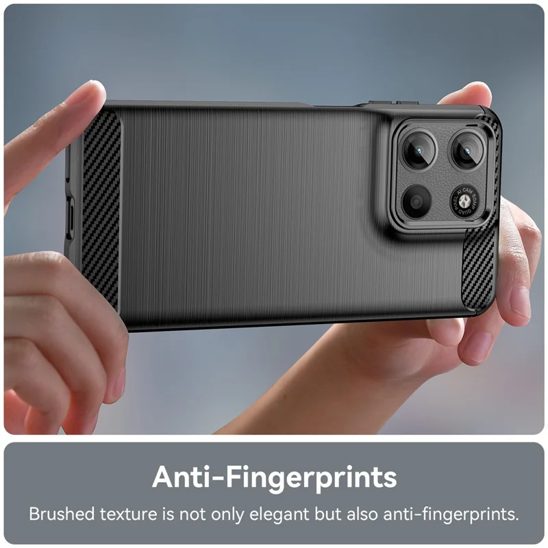 For Motorola Moto G15 4G Case Protective Phone Cover Carbon Fiber Texture Brushed - Black