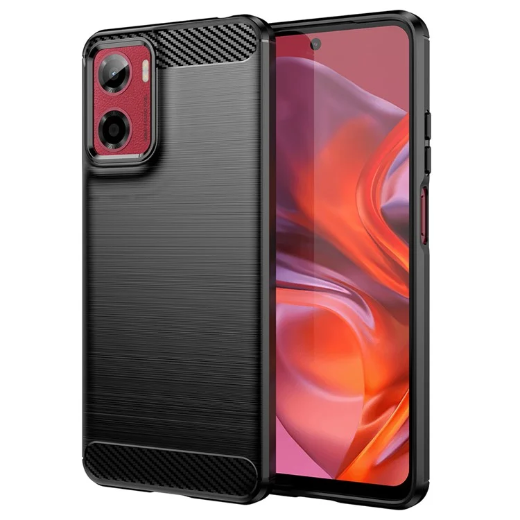 Cover Protettivo per Motorola Moto E15 4G / G05 4G con Texture in Fibra di Carbonio Spazzolata - Nero