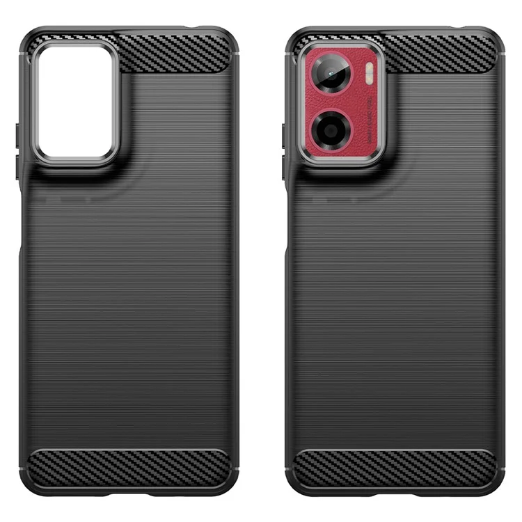 Cover Protettivo per Motorola Moto E15 4G / G05 4G con Texture in Fibra di Carbonio Spazzolata - Nero
