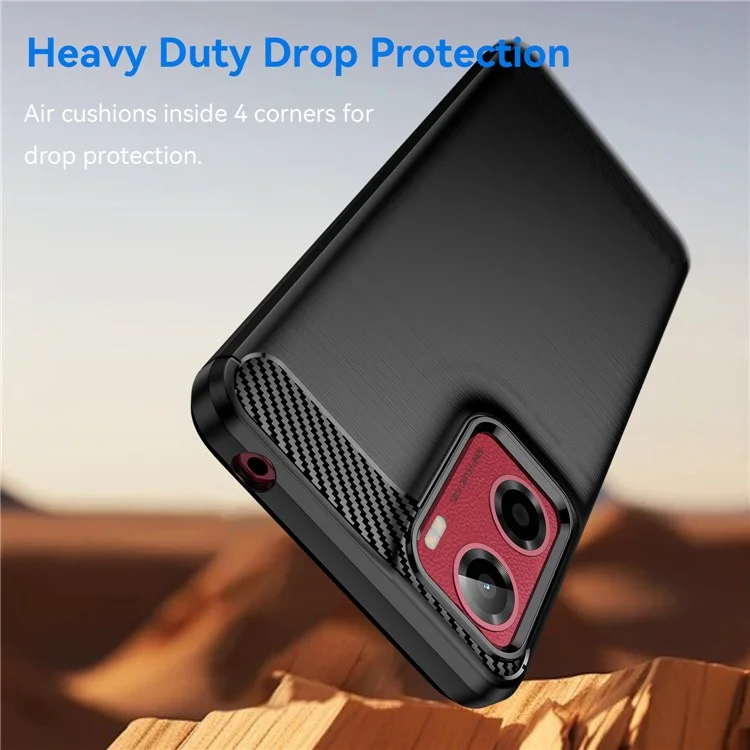 Cover Protettivo per Motorola Moto E15 4G / G05 4G con Texture in Fibra di Carbonio Spazzolata - Nero