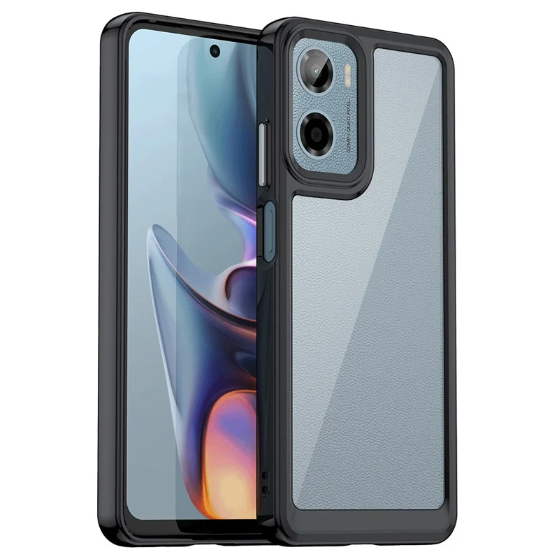 Étui pour Motorola Moto E15 4G / G05 4G Coque TPU + Acrylique Protection Transparente - Noir