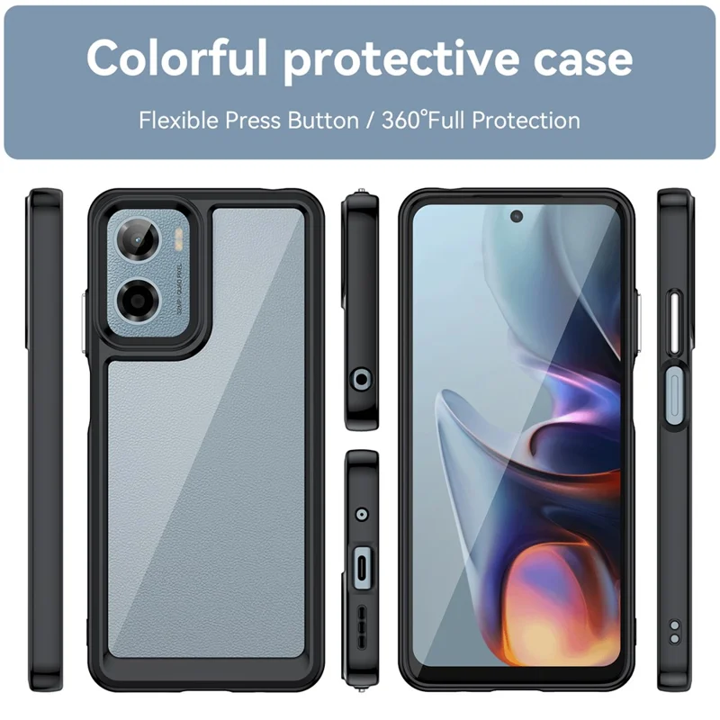 Étui pour Motorola Moto E15 4G / G05 4G Coque TPU + Acrylique Protection Transparente - Noir
