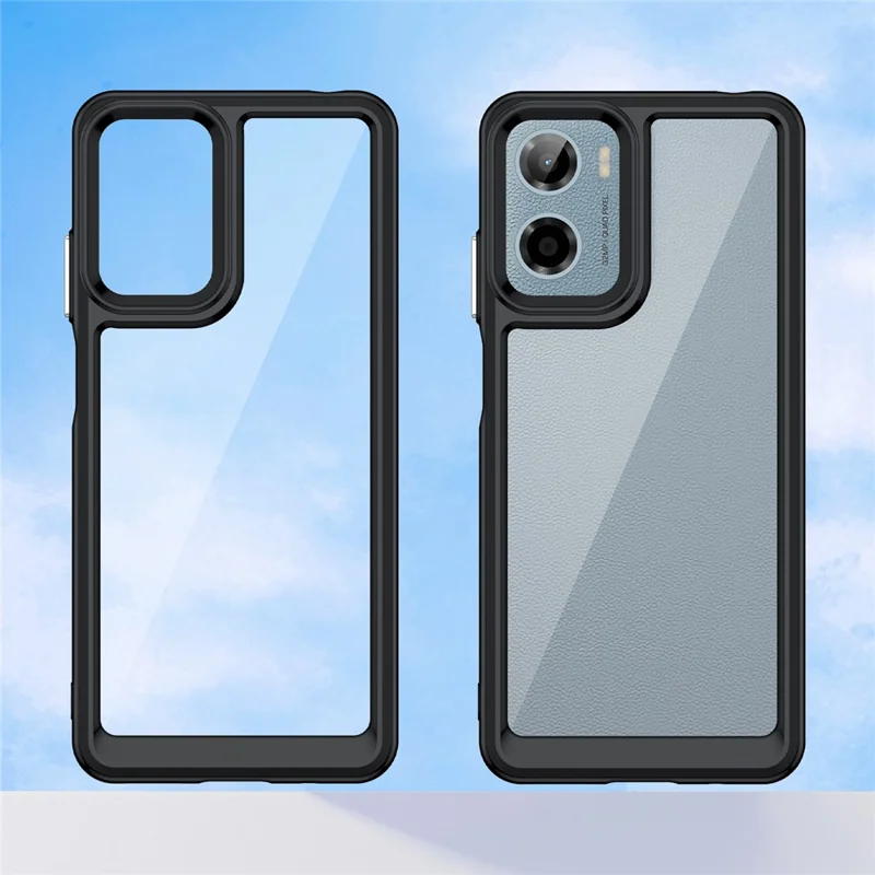 Étui pour Motorola Moto E15 4G / G05 4G Coque TPU + Acrylique Protection Transparente - Noir