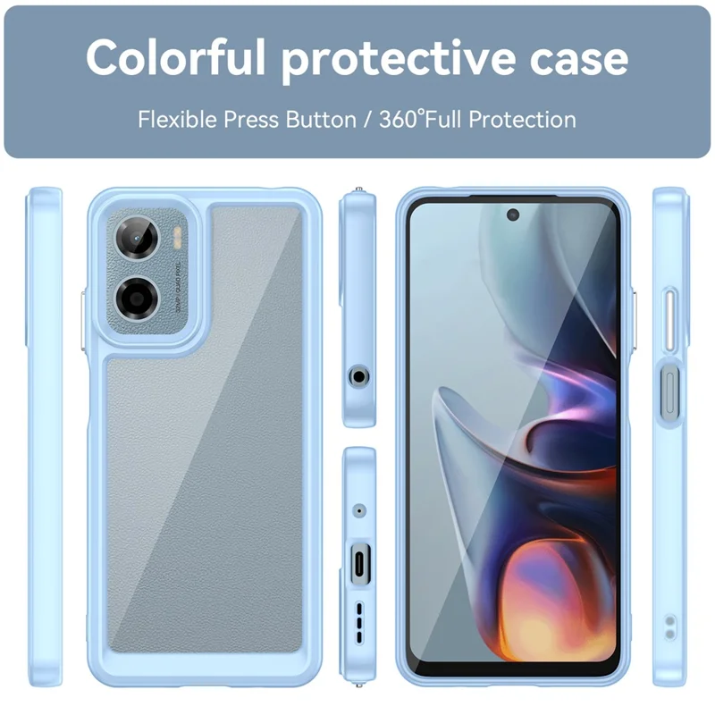 For Motorola Moto E15 4G / G05 4G Case TPU + Acrylic Protective Clear Phone Cover - Blue