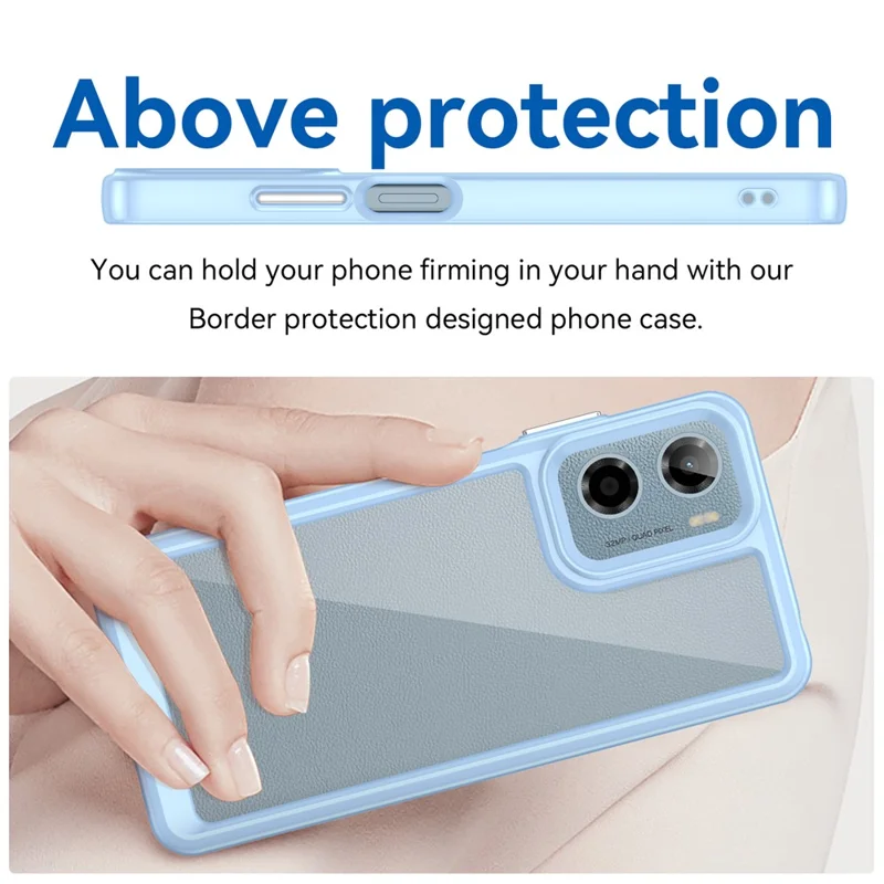 For Motorola Moto E15 4G / G05 4G Case TPU + Acrylic Protective Clear Phone Cover - Blue