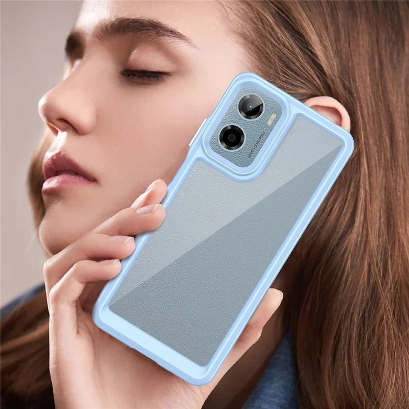 For Motorola Moto E15 4G / G05 4G Case TPU + Acrylic Protective Clear Phone Cover - Blue
