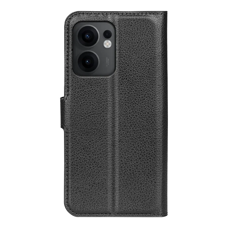 Capa para Oppo Reno13 F 5G Estilo Couro Textura Lichia à Prova de Choque Carteira para Celular - Preto
