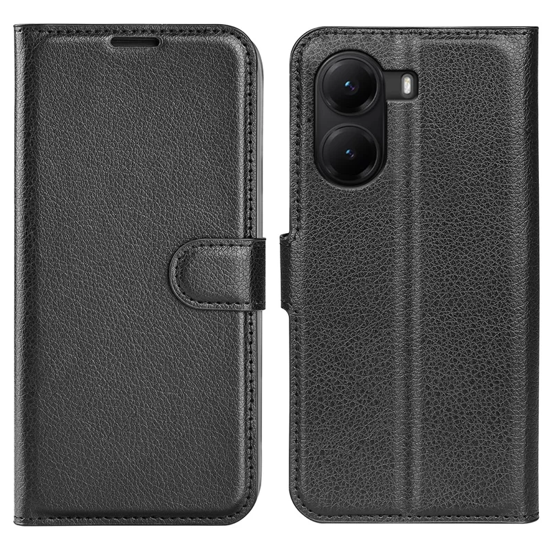 For Xiaomi Poco X7 Pro 5G Case Litchi Texture Shockproof Leather Wallet Phone Cover - Black