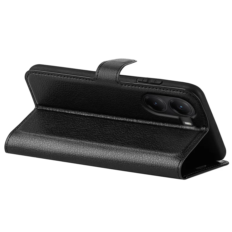 For Xiaomi Poco X7 Pro 5G Case Litchi Texture Shockproof Leather Wallet Phone Cover - Black