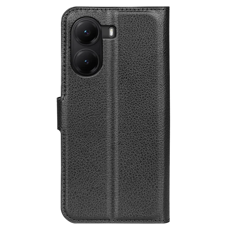 For Xiaomi Poco X7 Pro 5G Case Litchi Texture Shockproof Leather Wallet Phone Cover - Black