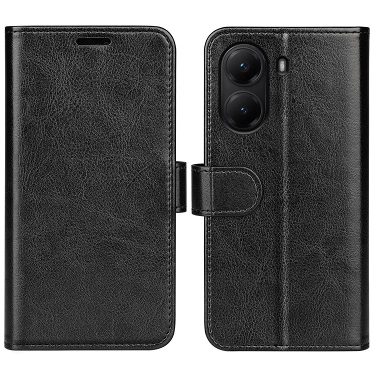 Funda tipo cartera para Xiaomi Poco X7 Pro 5G con textura de cuero de caballo loco, soporte y cubierta para teléfono - Negro