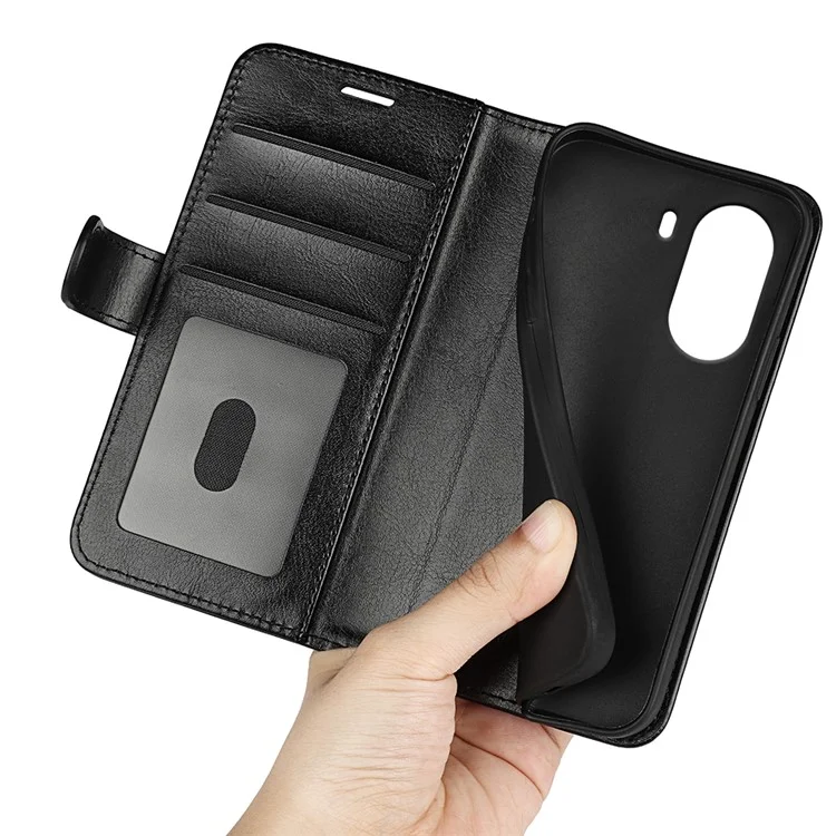 Funda tipo cartera para Xiaomi Poco X7 Pro 5G con textura de cuero de caballo loco, soporte y cubierta para teléfono - Negro
