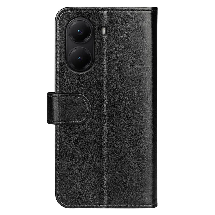 Funda tipo cartera para Xiaomi Poco X7 Pro 5G con textura de cuero de caballo loco, soporte y cubierta para teléfono - Negro