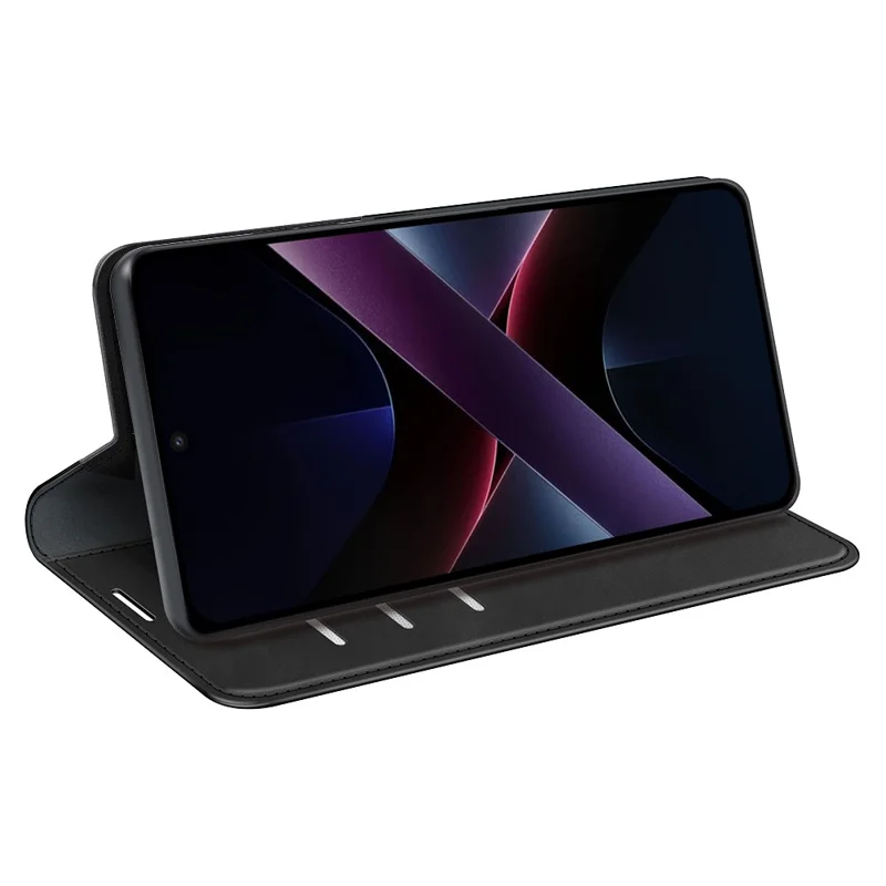 Xiaomi Poco X7 Pro 5G-hoesje met softtouch lederen portemonneebehuizing - Zwart