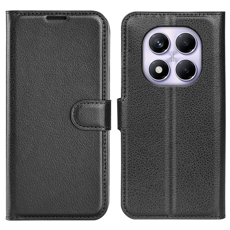 For Xiaomi Redmi Note 14 Pro 4G Case Litchi Texture Shockproof Leather Wallet Phone Cover - Black