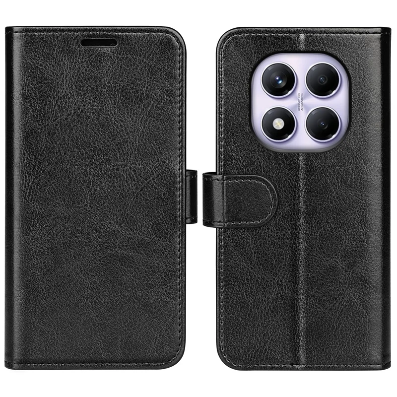 For Xiaomi Redmi Note 14 Pro 4G Wallet Case Crazy Horse Texture Stand Leather Phone Cover - Black