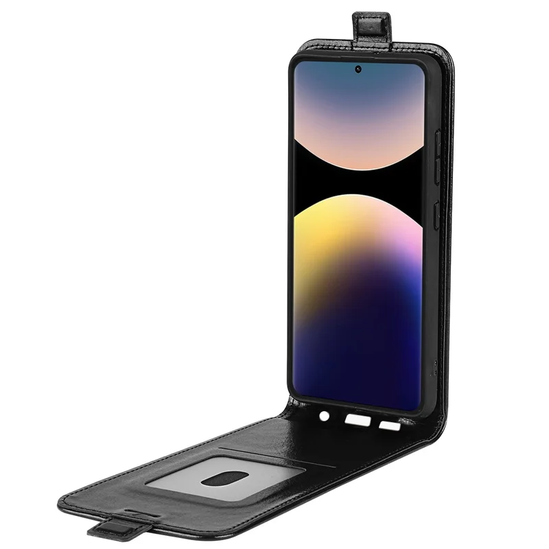 For Xiaomi Redmi Note 14 Pro 4G Case with Card Slots Vertical Flip Leather Phone Cover - Black