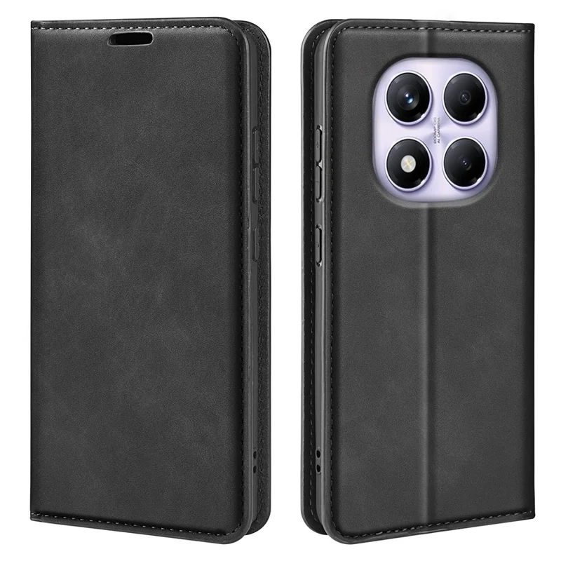 Til Xiaomi Redmi Note 14 Pro 4G Taske af PU Læder med Soft-touch Overflade, Wallet Cover til Telefon - Sort