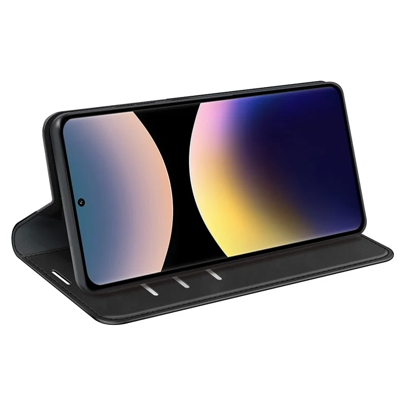 Til Xiaomi Redmi Note 14 Pro 4G Taske af PU Læder med Soft-touch Overflade, Wallet Cover til Telefon - Sort