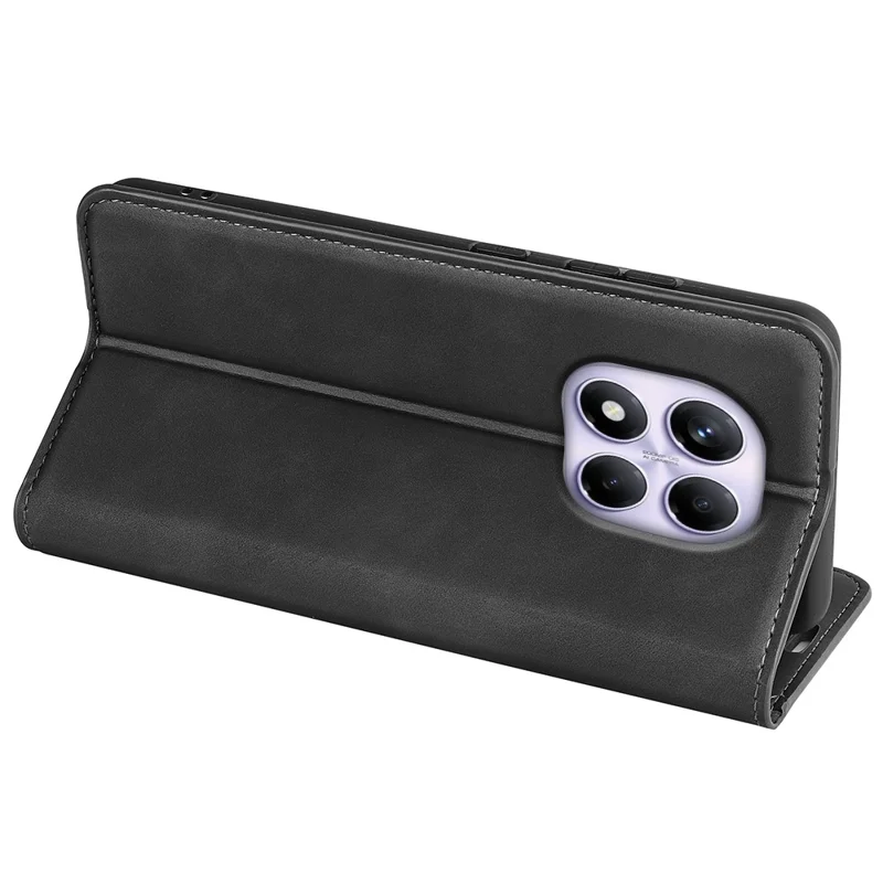 Til Xiaomi Redmi Note 14 Pro 4G Taske af PU Læder med Soft-touch Overflade, Wallet Cover til Telefon - Sort