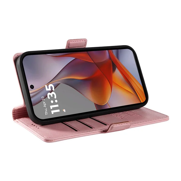 YIKATU YK-007 Cover in Pelle PU con Texture Effetto Cuoio per Motorola Moto G75 5G - Rosa